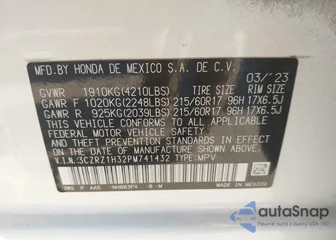 2023 Honda Hr-V 2Wd Lx from USA, damaged, VIN 3CZRZ1H32PM741432